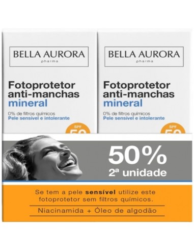 Pack fotoprotector anti-manchas mineral. 2x50 ml