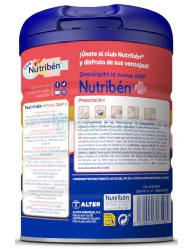 NUTRIBEN INNOVA 3. 800 GR. NUEVA TAPA CON CACITO. 2
