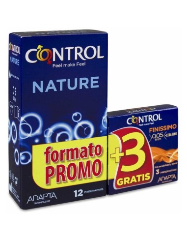 Pack Control Preservativos Nature 12 Uds + Finissimo 3 Uds