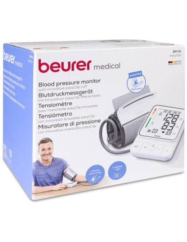 Beurer Tensiómetro De Brazo Bm 51 Easyclip, 1 Unidad
