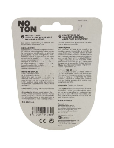 Noton Aqua Sport Tapones De Silicona Moldeable, 6 Uds