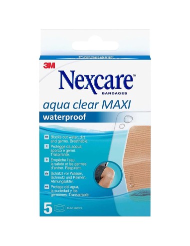 Nexcare Aqua Clear Maxi Apósitos Impermeables 5Uds