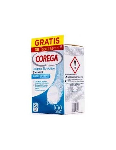 Corega Oxígeno Bio-Activo Limpieza Prótesis Dental 108...