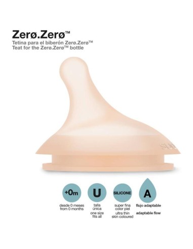 Suavinex Tetina Biberón Zero.Zero Fujo Adaptable, 2 Uds
