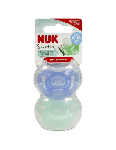 Nuk Chupete Sensitive Silicona 6-18 Meses, 2 Unidades