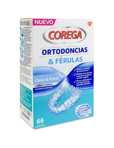 Corega Ortodoncias Y Férulas, 66 Tabletas Limpiadoras
