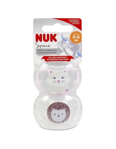 Nuk Chupete Space Silicona 0-6 Meses, 2 Unidades 2