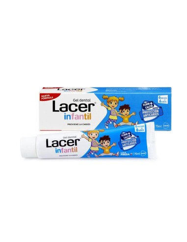 LACER INFANTIL GEL DENTAL. SABOR FRESA. 75 ML.