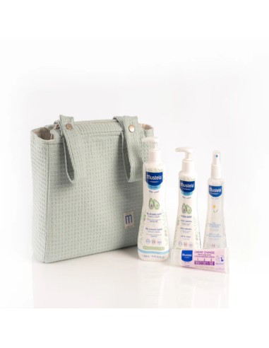 Mustela bolso paseo algodon color verde menta.