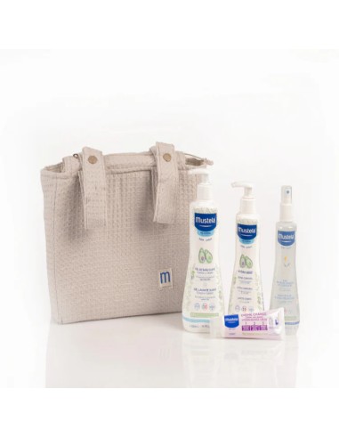 Mustela bolso paseo algodon color beige.