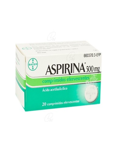 ASPIRINA 500 mg COMPRIMIDOS EFERVESCENTES, 20 comprimidos